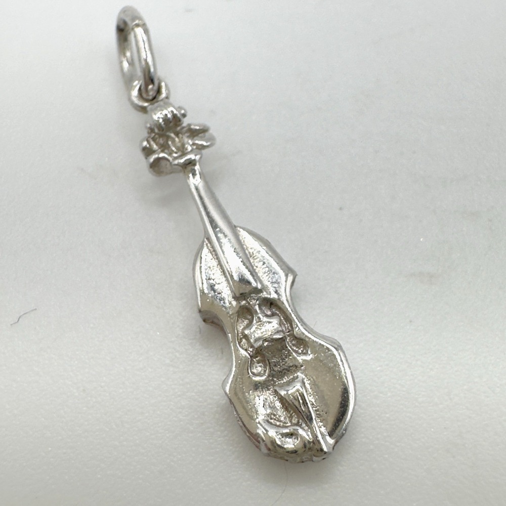 Vintage Sterling Silver Violin Charm or Pendant Musical Instrument Guitar
